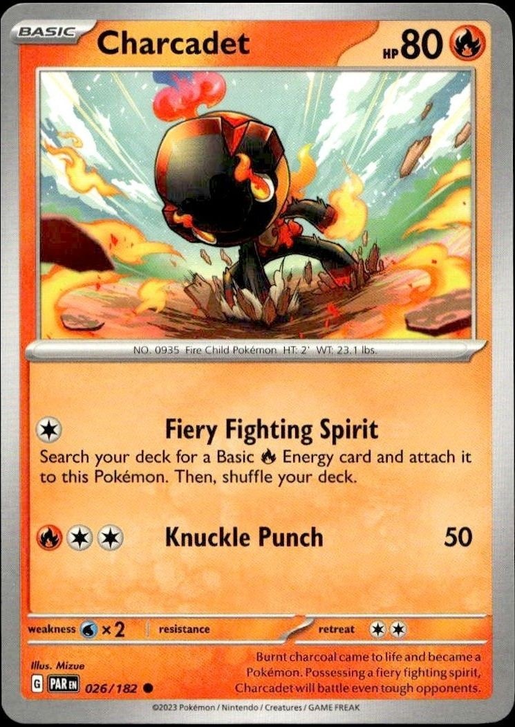 2023 Pokémon Paradox Rift Charcadet #026/182 Pokémon card front
