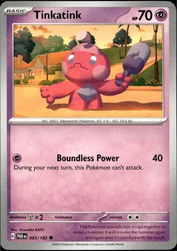 2023 Pokémon Paradox Rift Tinkatink #083/182 trading card