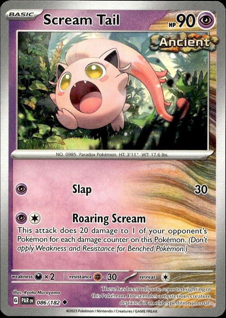 2023 Pokémon Paradox Rift Scream Tail #086/182 Pokémon card front