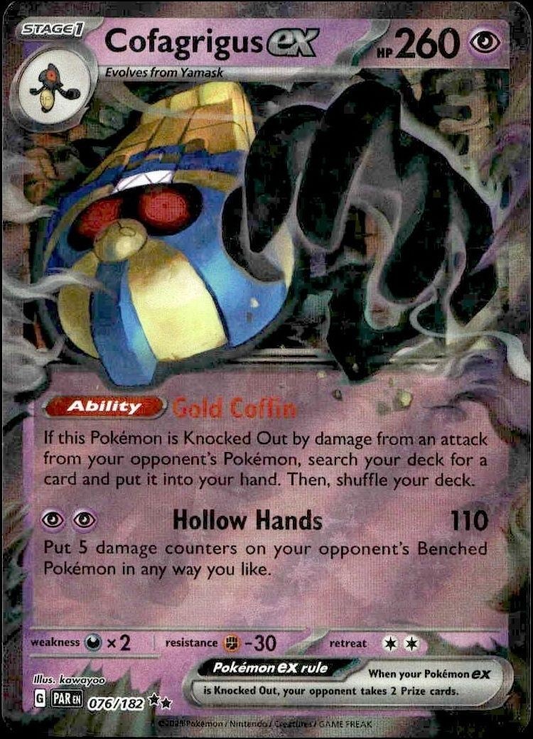 2023 Pokémon Paradox Rift Cofagrigus ex #076/182 trading card