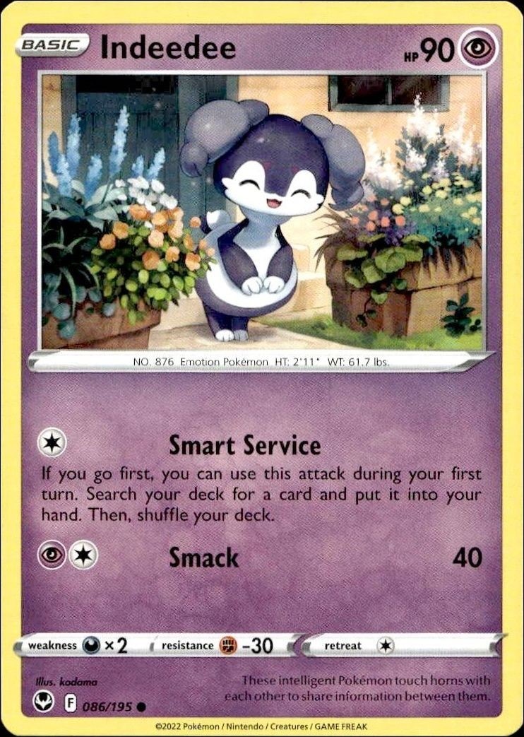 2022 Pokémon Silver Tempest Indeedee #086/195 trading card