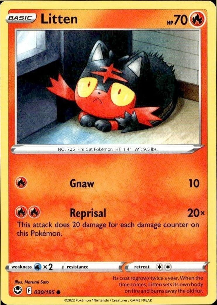 2022 Pokémon Silver Tempest Litten #030/195 trading card