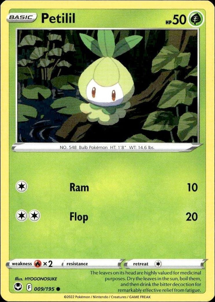 2022 Pokémon Silver Tempest Petilil #009/195 trading card