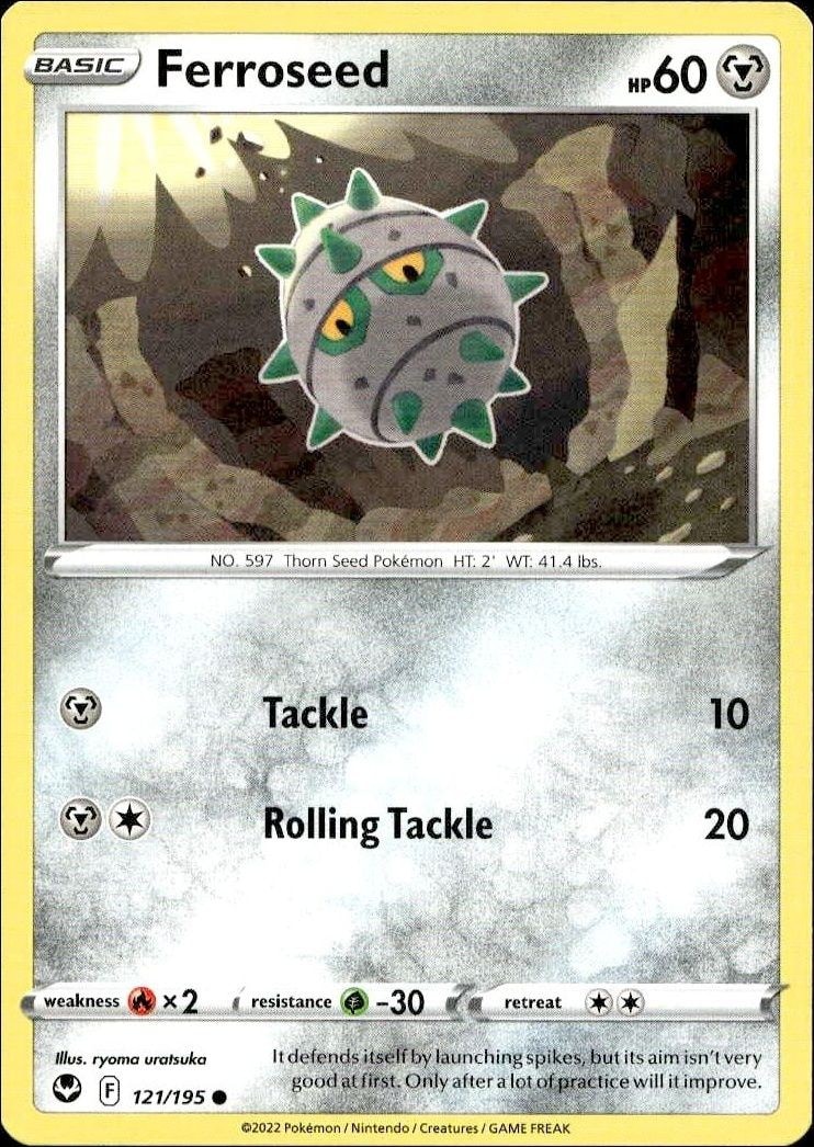 2022 Pokémon Silver Tempest Ferroseed #121/195 trading card