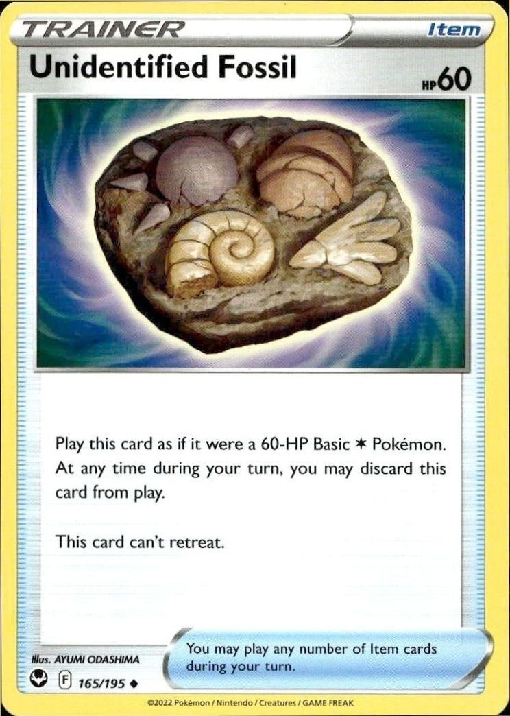 2022 Pokémon Silver Tempest Unidentified Fossil #165/195 trading card