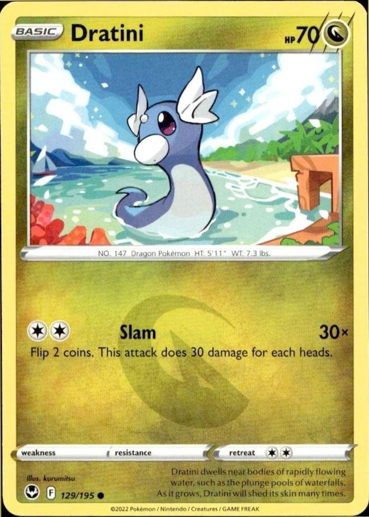 2022 Pokémon Silver Tempest Dratini #129/195 trading card