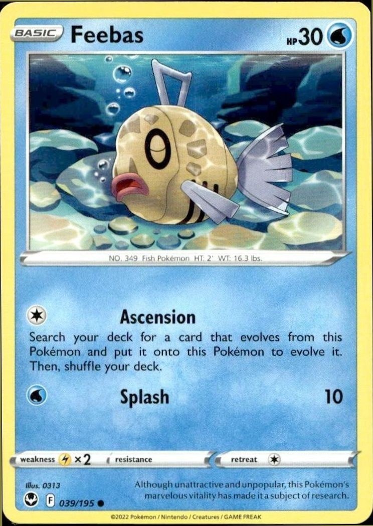 2022 Pokémon Silver Tempest Feebas #039/195 trading card