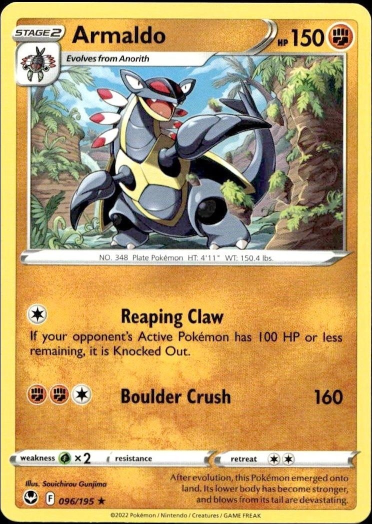 2022 Pokémon Silver Tempest Armaldo #096/195 trading card