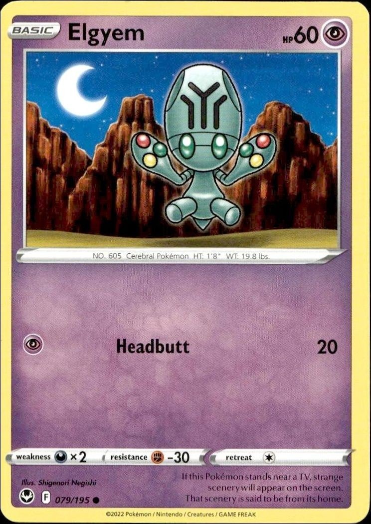 2022 Pokémon Silver Tempest Elgyem #079/195 trading card