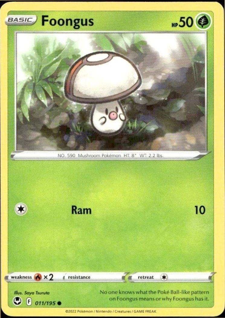 2022 Pokémon Silver Tempest Foongus #011/195 trading card
