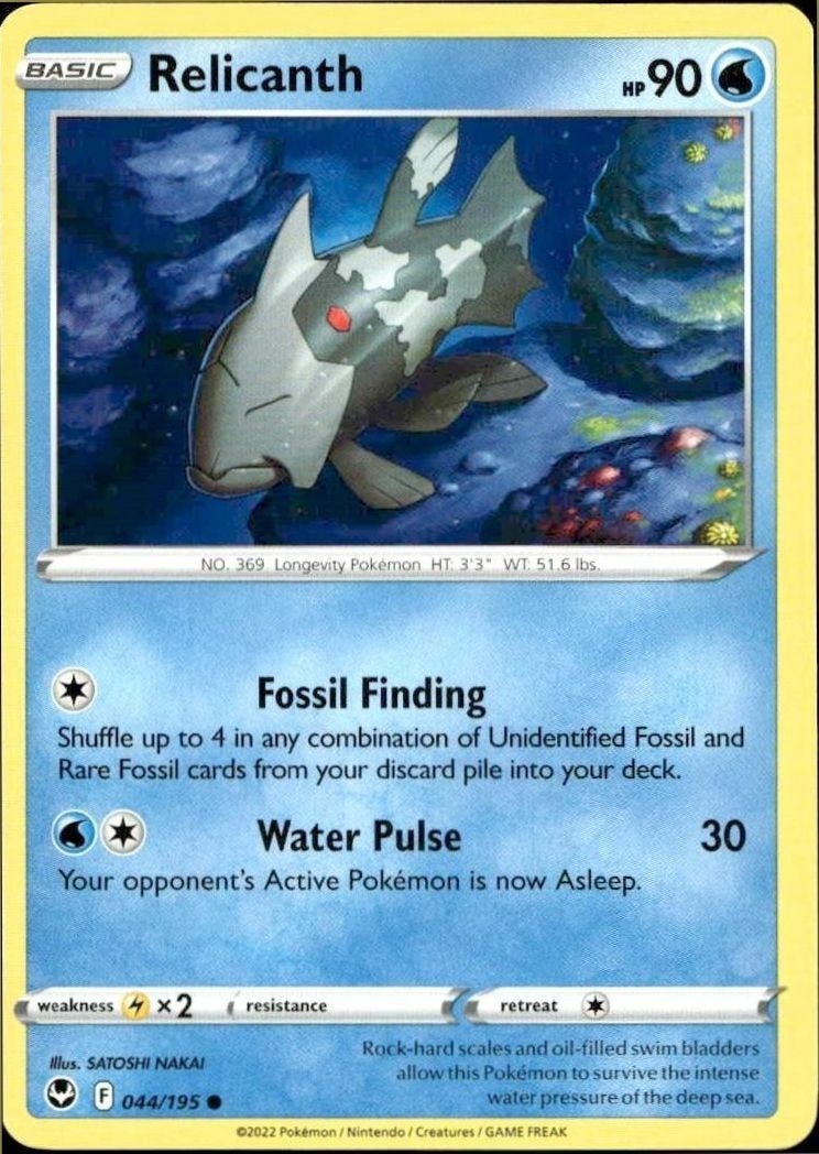 2022 Pokémon Silver Tempest Relicanth #044/195 trading card