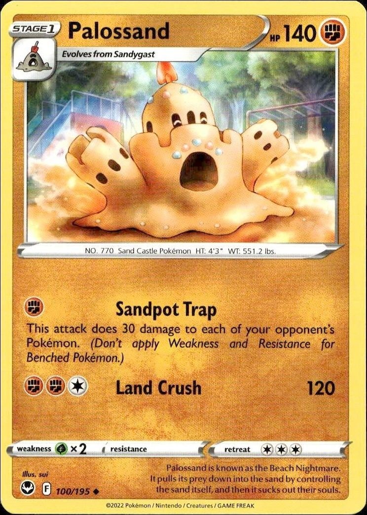 2022 Pokémon Silver Tempest Palossand #100/195 trading card