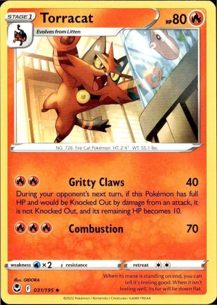2022 Pokémon Silver Tempest Torracat #031/195 Pokémon card front