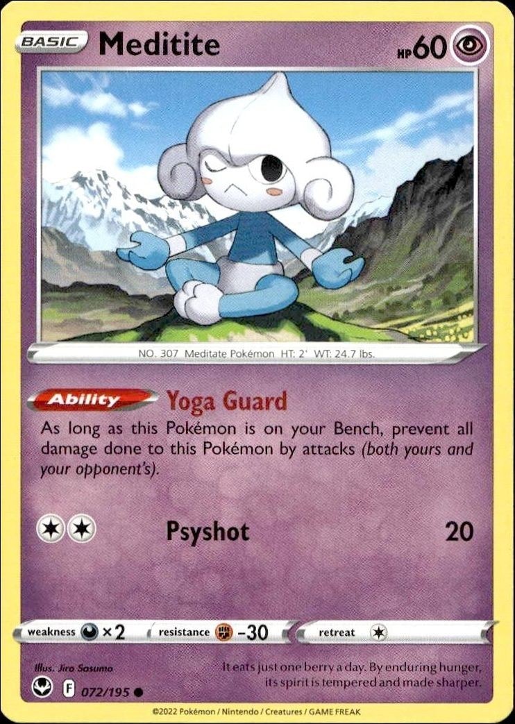 2022 Pokémon Silver Tempest Meditite #072/195 trading card