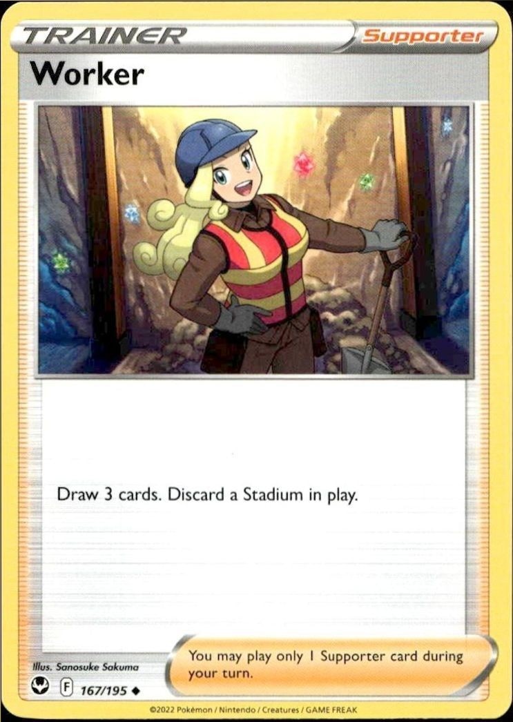 2022 Pokémon Silver Tempest Worker #167/195 trading card