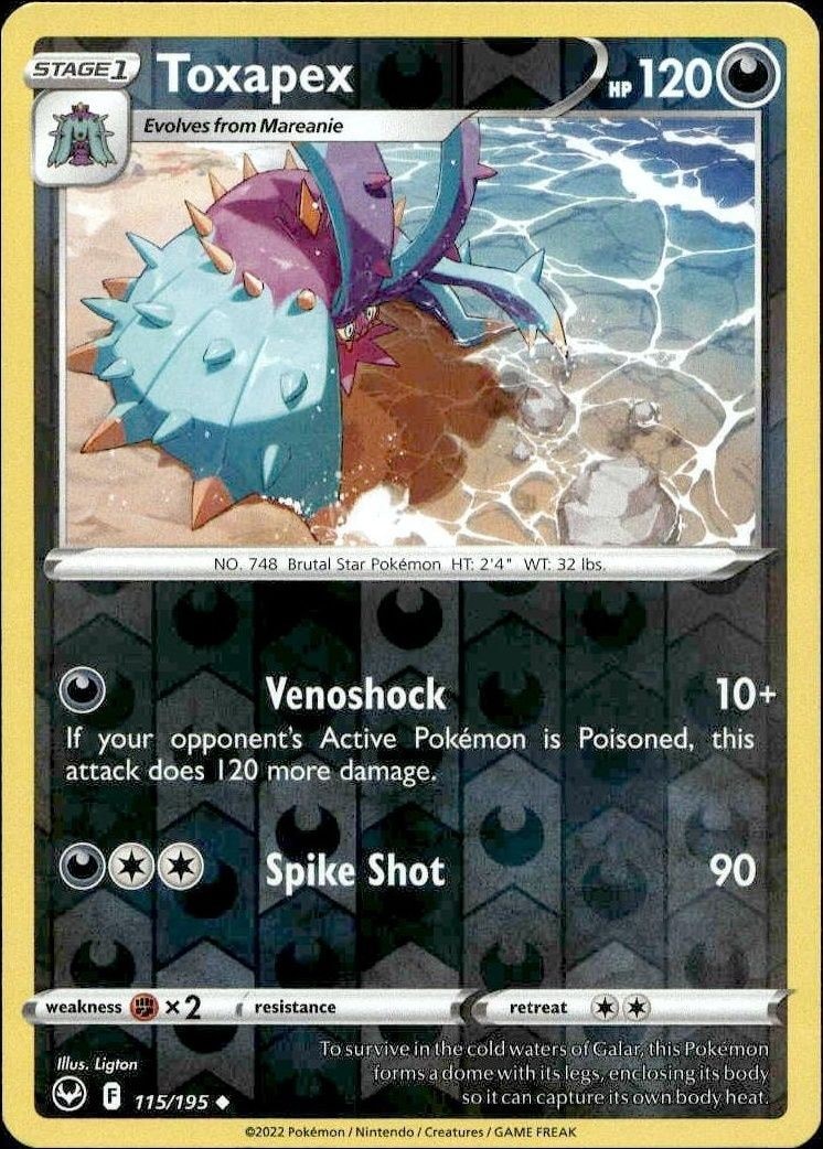 2022 Pokémon Silver Tempest Toxapex #115/195 Pokémon card front