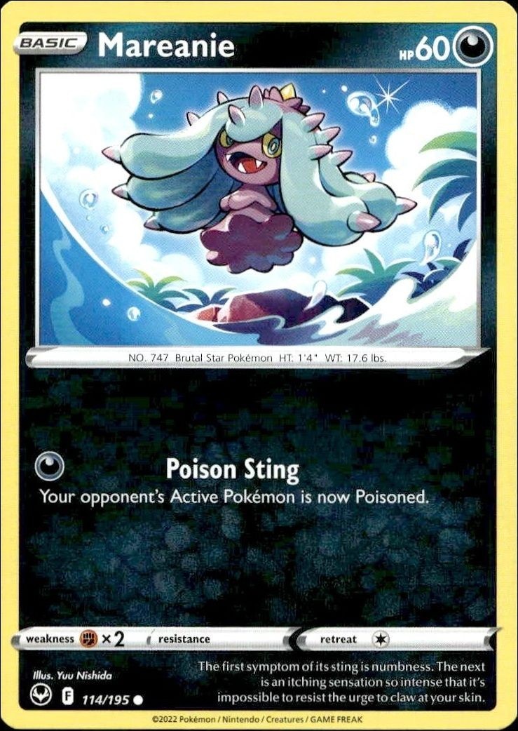 2022 Pokémon Silver Tempest Mareanie #114/195 trading card