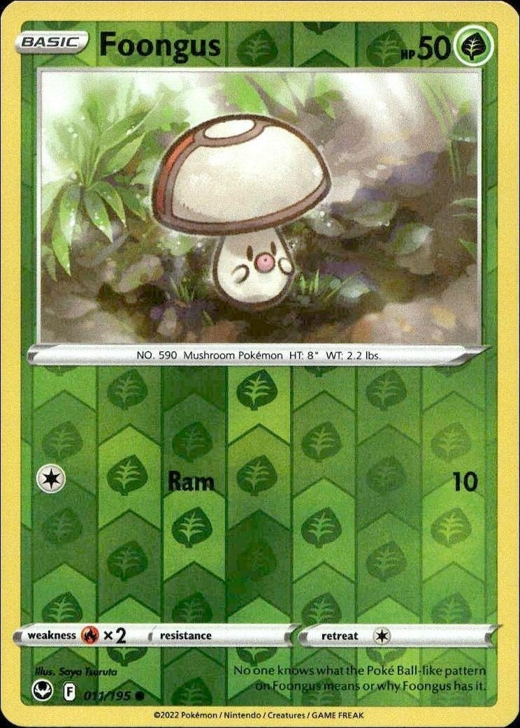2022 Pokémon Silver Tempest Foongus #011/195 Pokémon card front