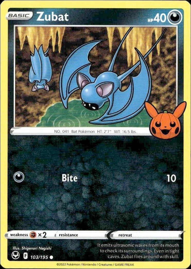 2022 Pokémon Silver Tempest Zubat #103/195 trading card