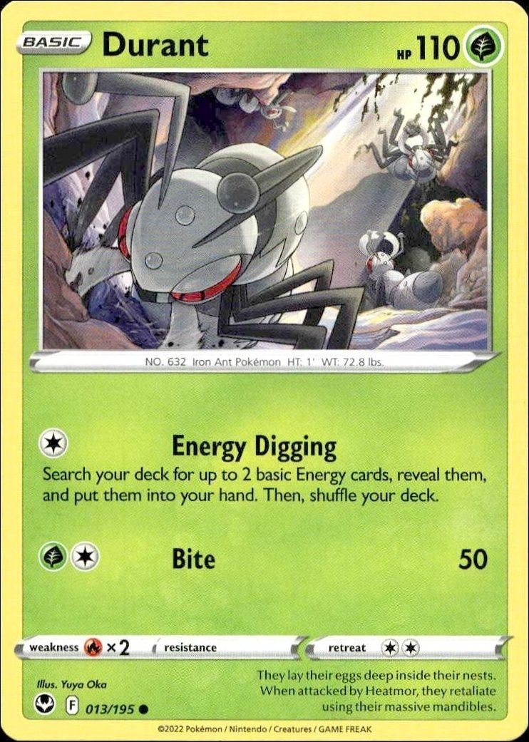 2022 Pokémon Silver Tempest Durant #013/195 trading card