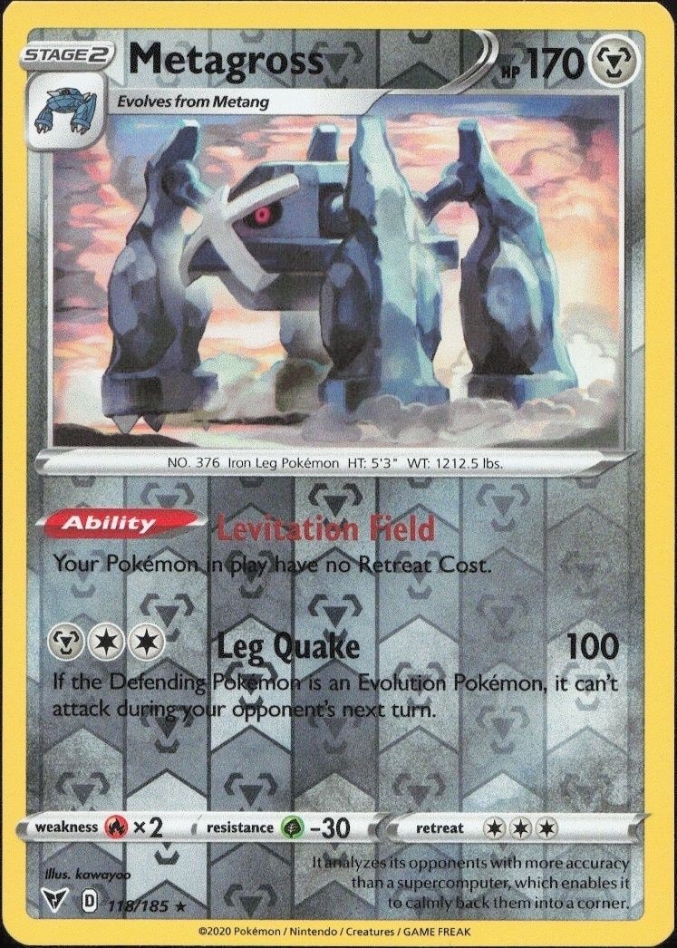 2020 Pokémon Vivid Voltage Metagross #118/185 Pokémon card front