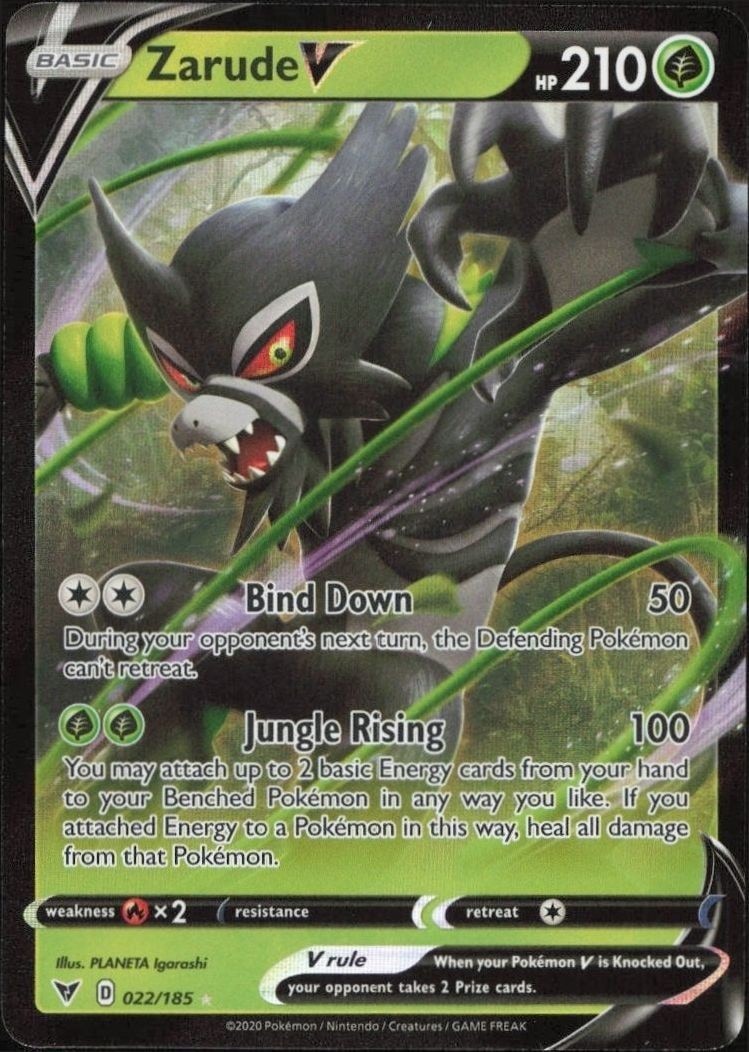 2020 Pokémon Vivid Voltage Zarude V #022/185 trading card