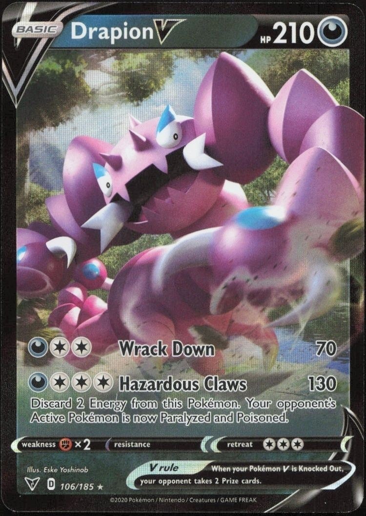2020 Pokémon Vivid Voltage Drapion V #106/185 trading card