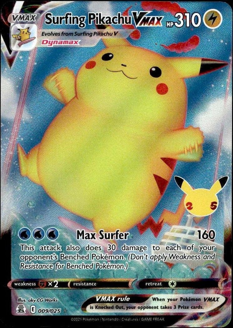 2021 pokemon Celebrations Surfing Pikachu VMAX #009/025