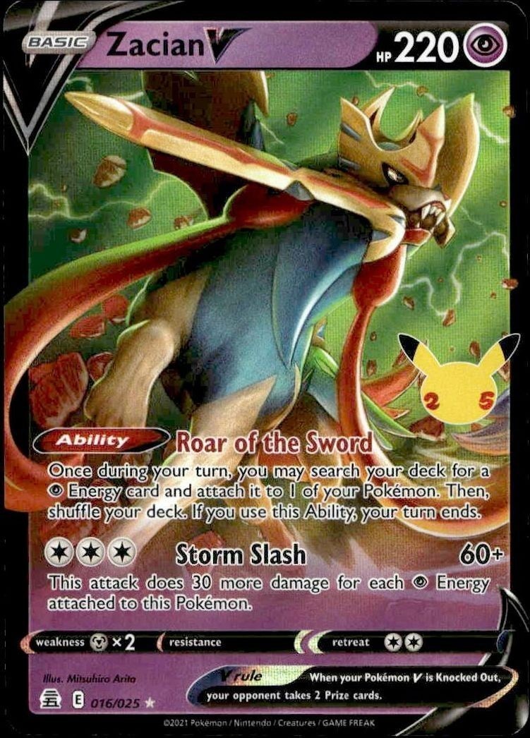 2021 Pokémon Celebrations Zacian V #016/025 Pokémon card front