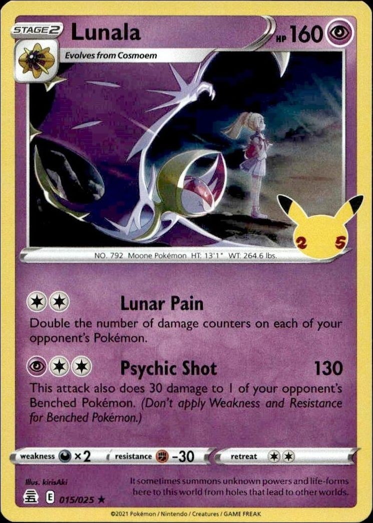 2021 Pokémon Celebrations Lunala #015/025 Pokémon card front
