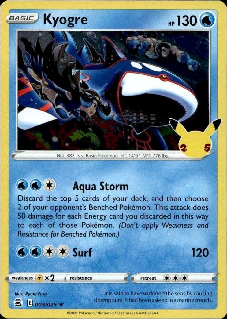 2021 Pokémon Celebrations Kyogre #003/025 trading card