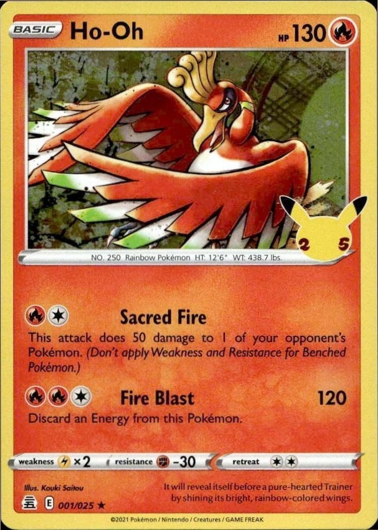 2021 Pokémon Celebrations Ho-Oh #001/025 Pokémon card front