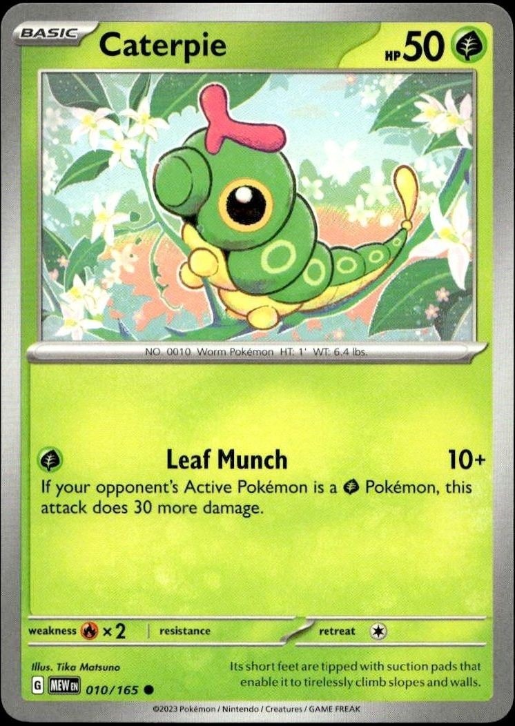 2023 Pokémon 151 Caterpie #010/165 trading card