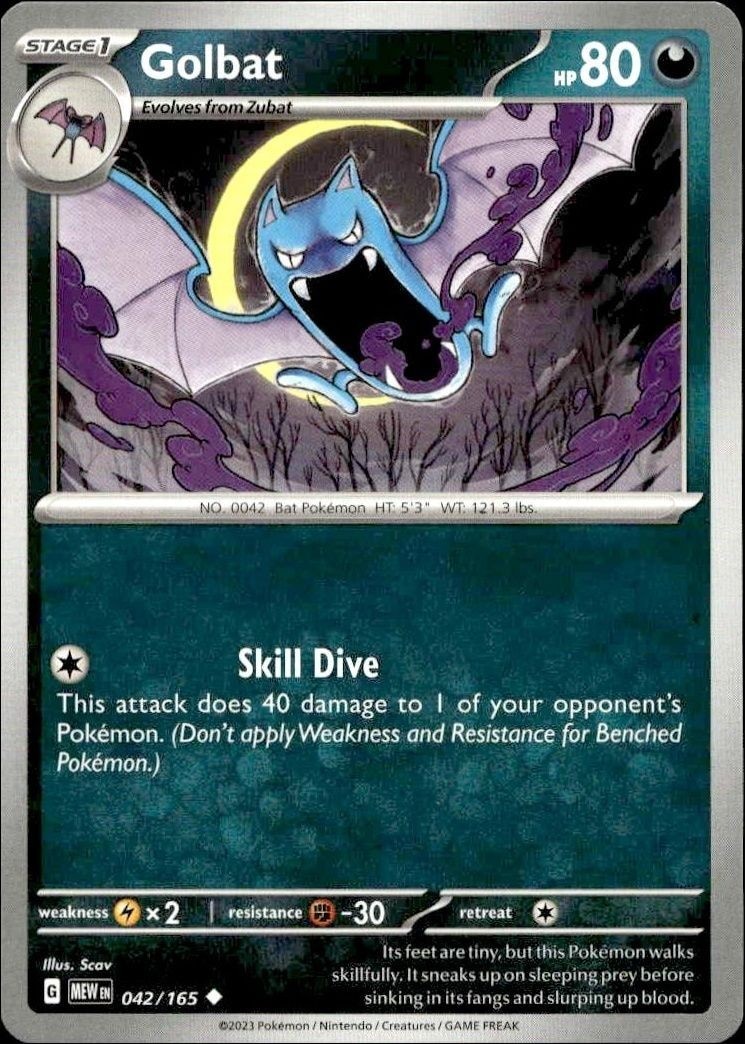 2023 Pokémon 151 Golbat #042/165 trading card