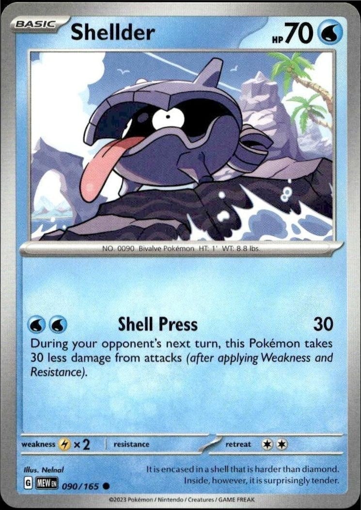 2023 Pokémon 151 Shellder #090/165 trading card