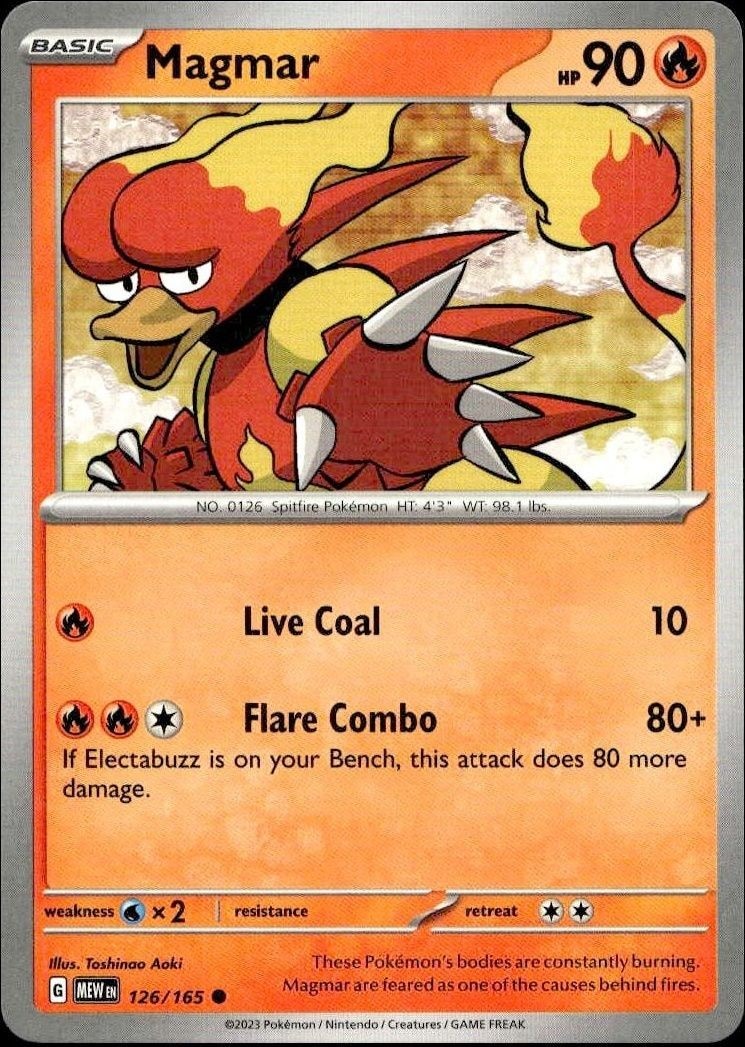2023 Pokémon 151 Magmar #126/165 trading card
