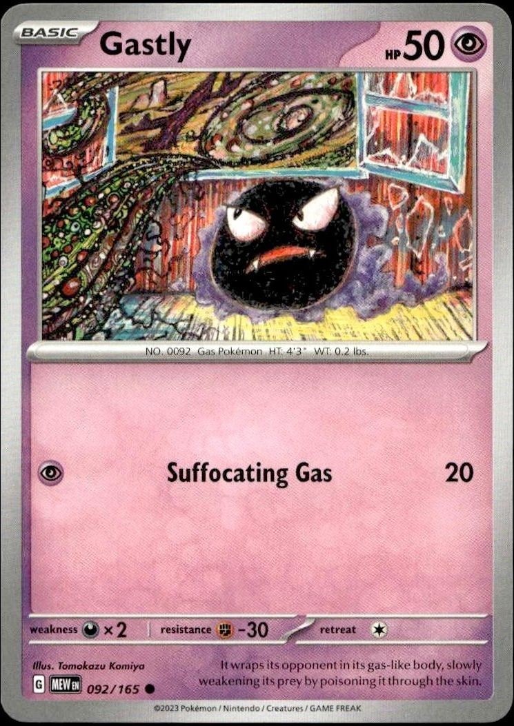 2023 Pokémon 151 Gastly #092/165 trading card