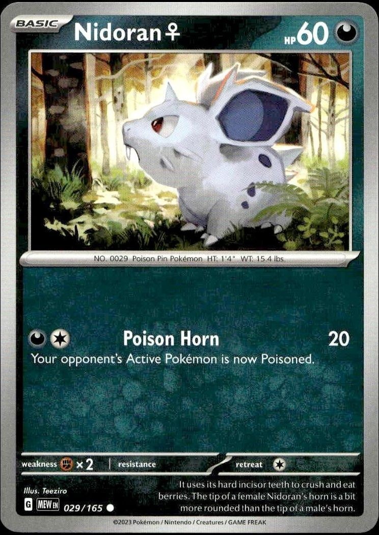 2023 Pokémon 151 Nidoran ♀ #029/165 trading card