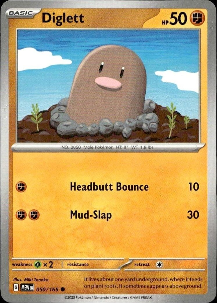 2023 Pokémon 151 Diglett #050/165 trading card