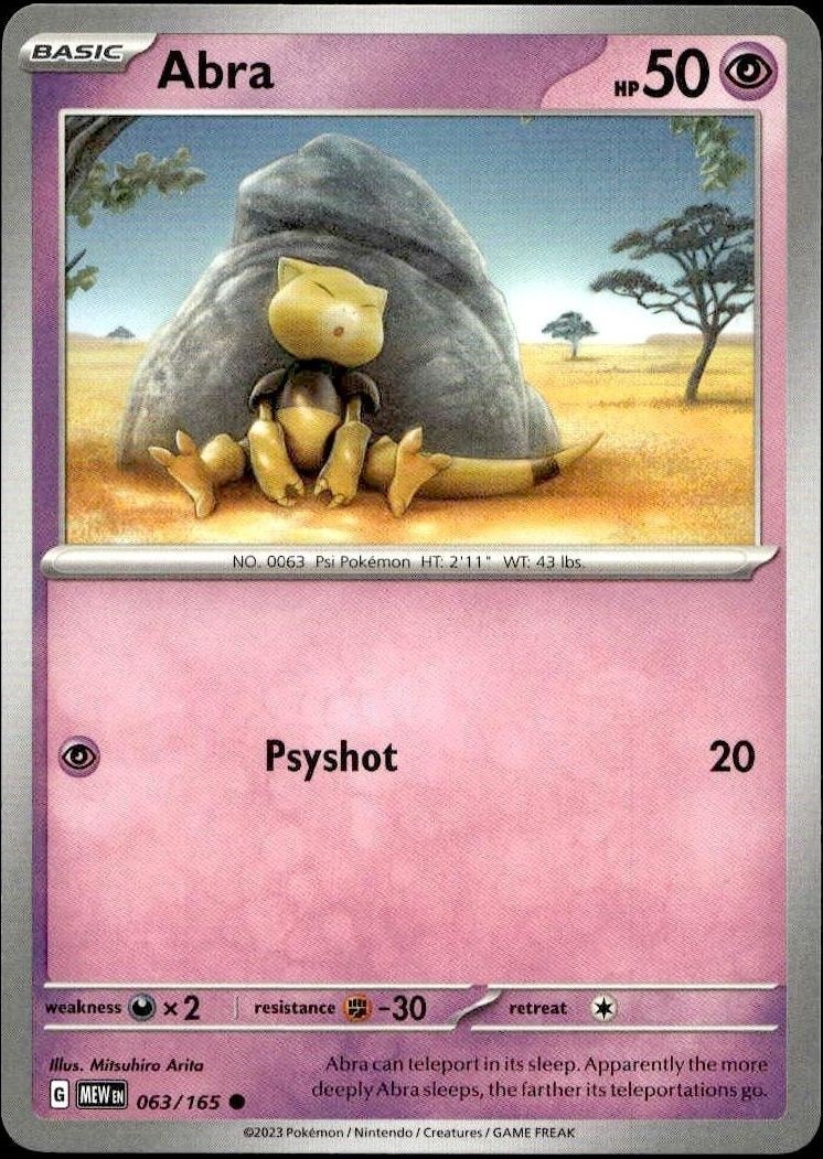 2023 Pokémon 151 Abra #063/165 trading card