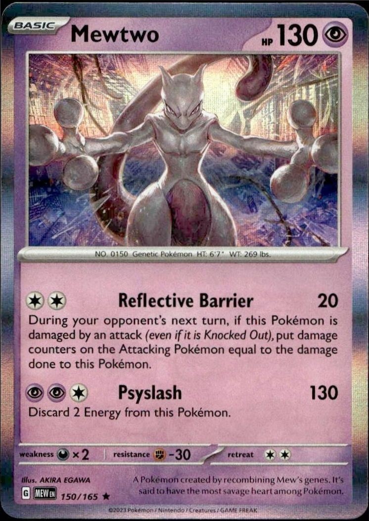 2023 Pokémon 151 Mewtwo #150/165 trading card