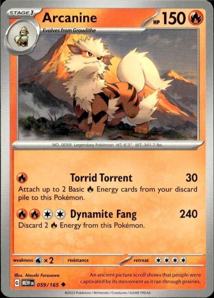 2023 pokemon 151 Arcanine #059/165