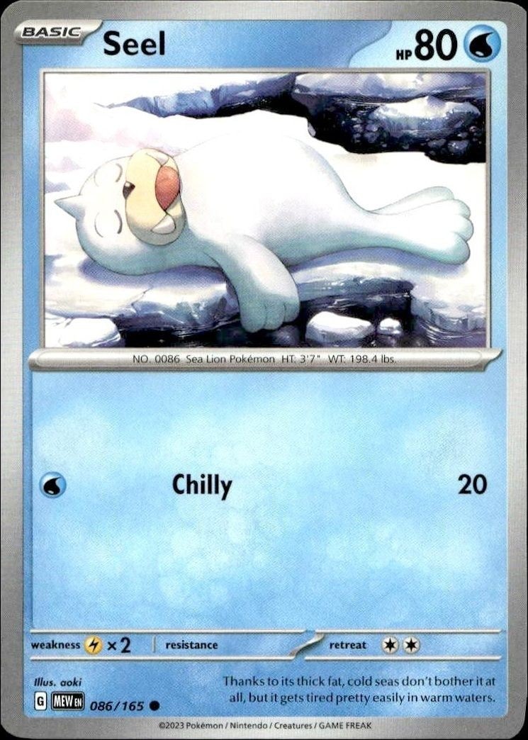 2023 Pokémon 151 Seel #086/165 trading card