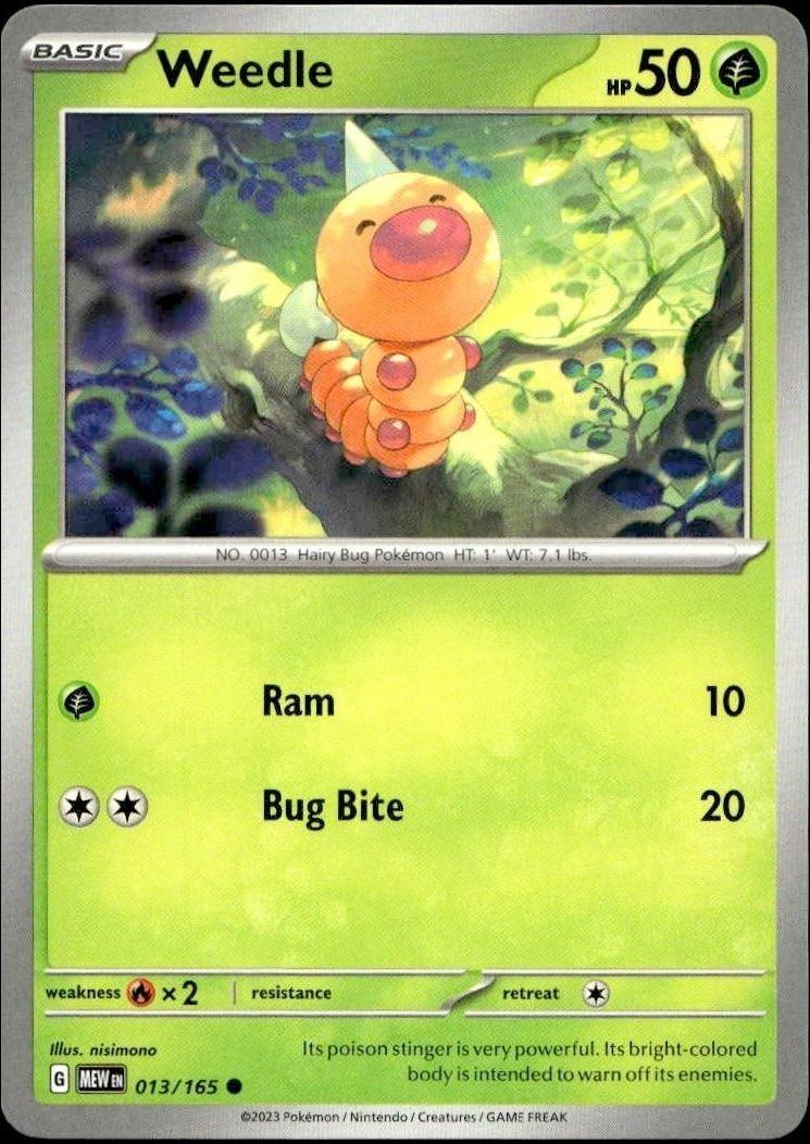 2023 Pokémon 151 Weedle #013/165 trading card