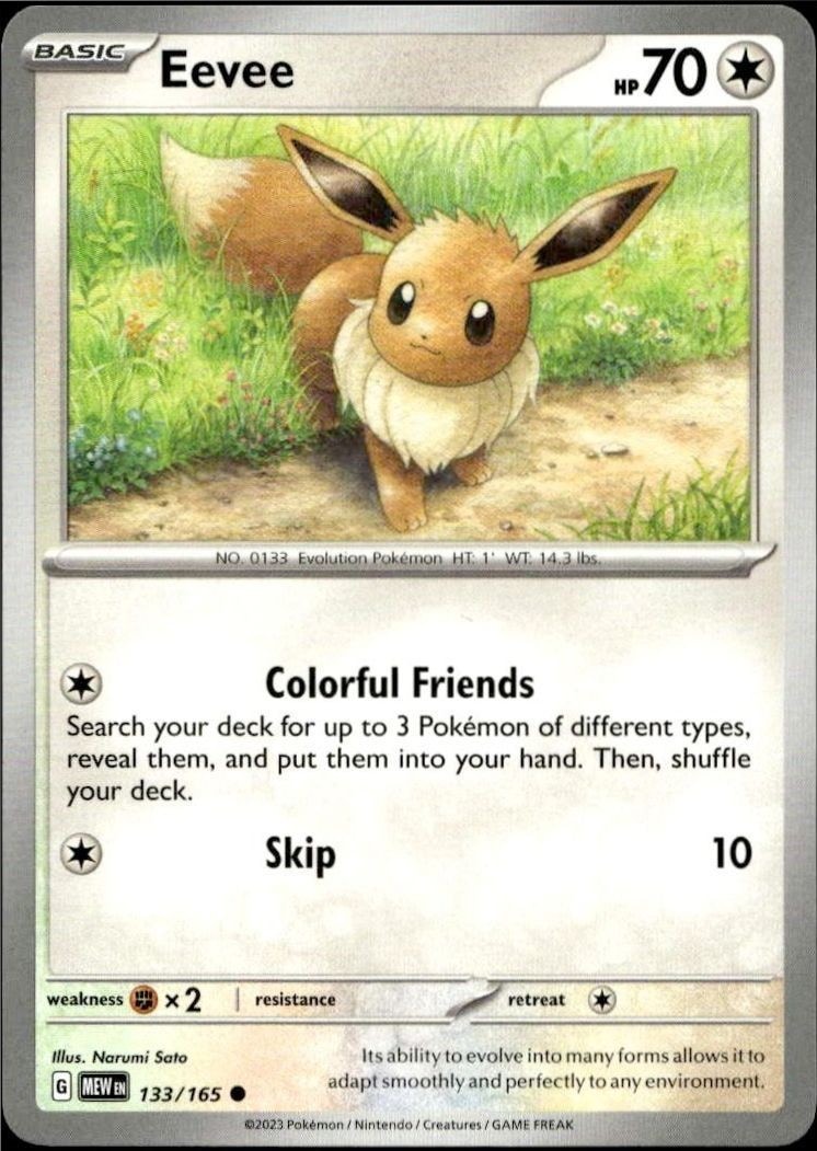2023 Pokémon 151 Eevee #133/165 trading card
