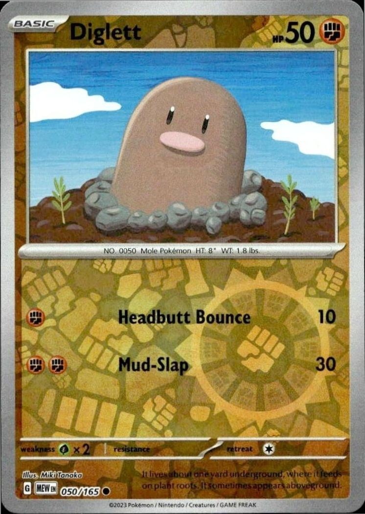 2023 Pokémon 151 Diglett #050/165 trading card