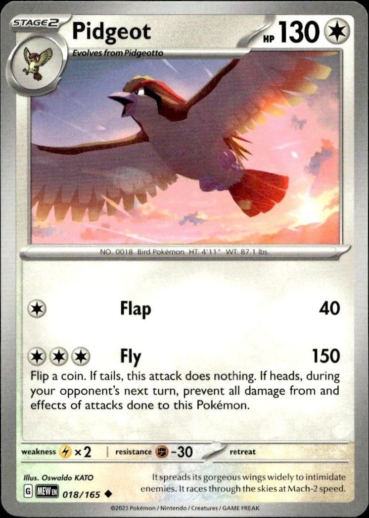 2023 Pokémon 151 Pidgeot #018/165 trading card
