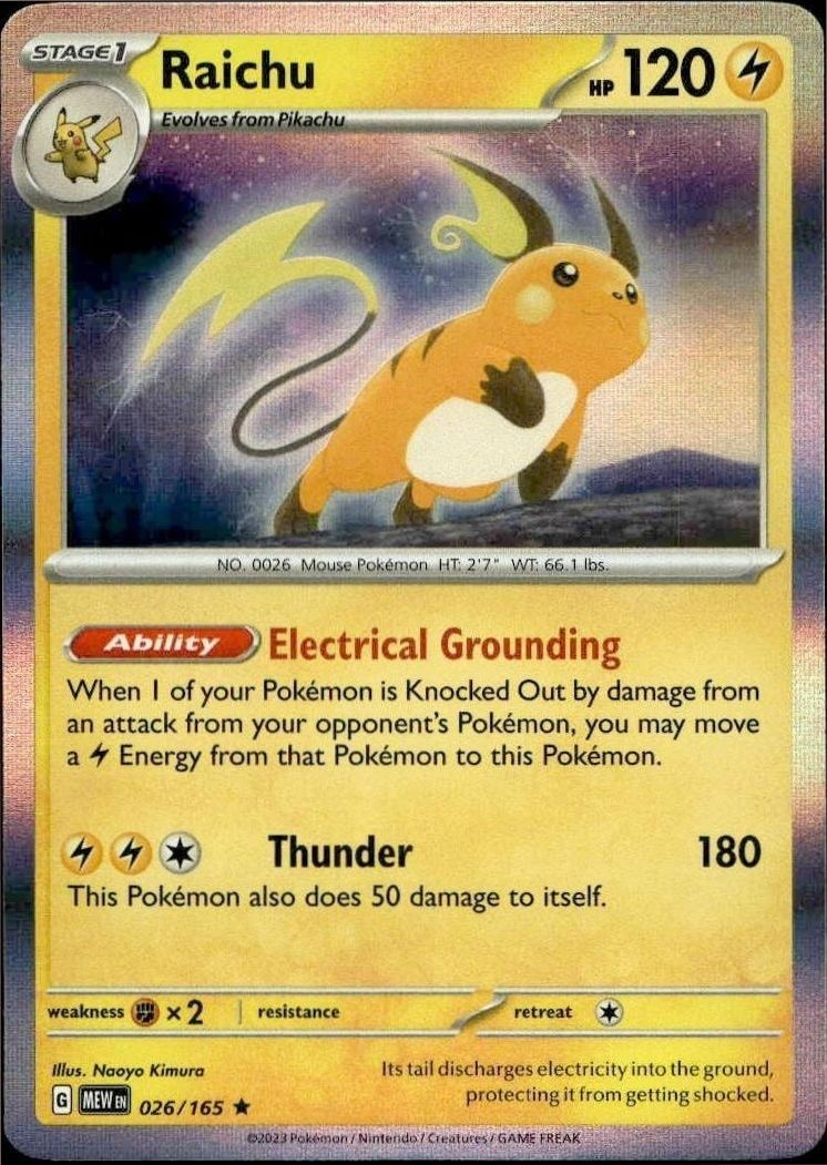 2023 Pokémon 151 Raichu #026/165 trading card