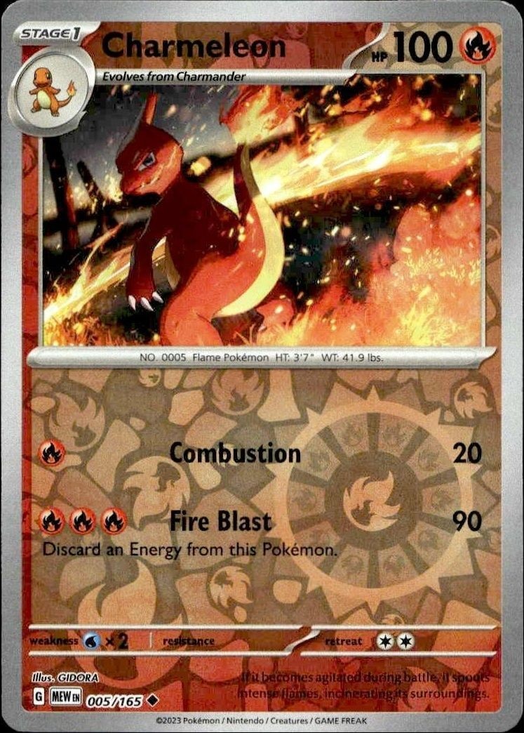 2023 Pokémon 151 Charmeleon #005/165 trading card