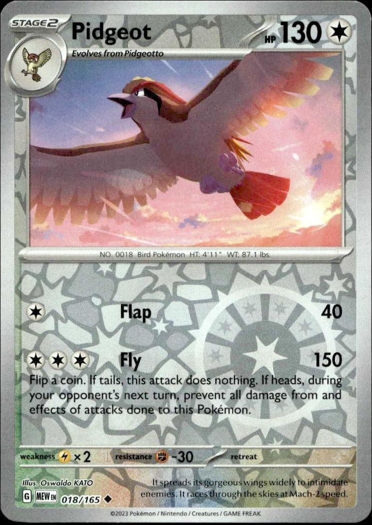 2023 Pokémon 151 Pidgeot #018/165 trading card
